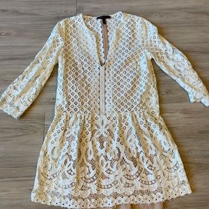 BCBG Maxazria 3/4 Length Sleeve Lace Peplum Dress